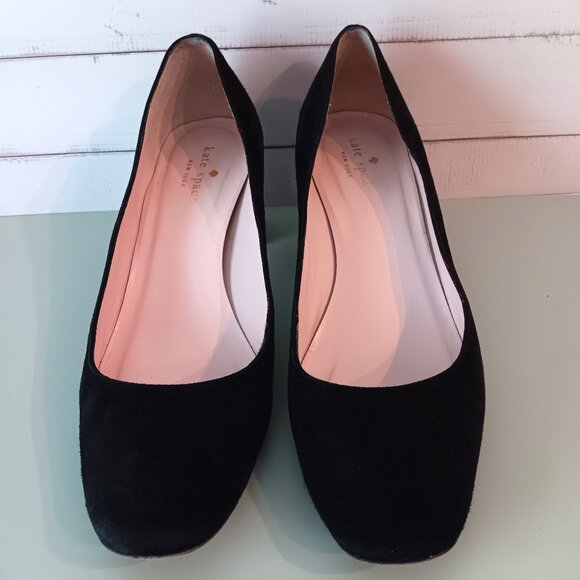 EUC💥KATE SPADE ITALY Stunning Black Velvet & Crystal Block Heels Size 9.5 - Picture 2 of 8